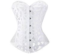 e-girl Corset Overbust Lace up Corset Mince Grande Taille Plastique désossée femme,C643,Blanc,6XL