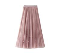 E-Girl Jupe Plissée Unie Femme Rose Jupe Tulle Midi,Taille Unique,S8581