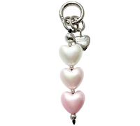 E-Go Pom Porte-clés en cuir tressé à la main avec breloque en forme de cerise et pierre de cristal, cœur rose, Small