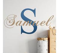 e-Graphic Design Inc Custom Name & Initial Cursive Letters Wall Decal | Baby Boy Girl Decoration - Mural Wall Decal Sticker for Home Interior Decoration Car Laptop (MM39) (Wide 30" x 15" Height)