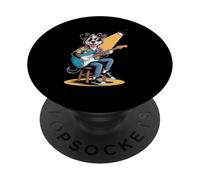 E-Guitar Border Collie Musicien Cool PopSockets PopGrip Adhésif