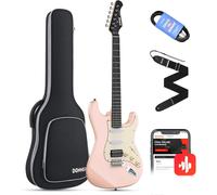 E-Guitar Set Full Size,Hss Bobine Divisé Pickups,39 Pouces Solid Body St Guitare Débutant Set Avec Sac,Sangle,Câble(Designer Series,Retro-Rose)