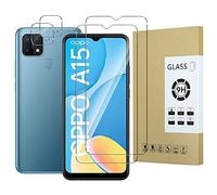 E-Hamii Protecteur D'écran Compatible avec Oppo A15 [2 Pièces] + Caméra Arrière Protecteur [2 Pièces] Verre Trempé 9H [Résistant aux Rayures,sans Bulles] [Transparente]