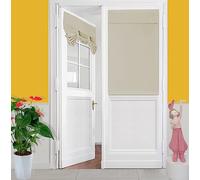 E-HAO Petit rideau de porte d'entrée français lavable avec crochet adhésif et bande de fermeture à boucle (66 x 101,6 cm (l x L), beige