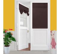 E-HAO Petit rideau de porte d'entrée français lavable avec crochet adhésif et bande de fermeture à boucle (66 x 101,6 cm (l x L), marron café