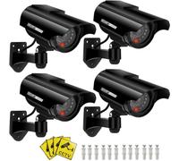 E-HORDE Caméra Factice à Énergie Solaire, Fausse de Sécurité Caméra CCTV avec LED Lumière pour Usage Intérieur Extérieur (Noir-4)