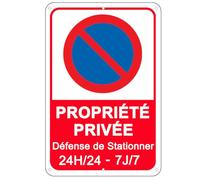 E-HORDE Panneau Défense De Stationner Propriété Privée Aluminium Réfléchissant 35x25cm, Grand Panneaux Propriété Privée Stationnement Interdit 24H/24 7J/7 Metal,Résistant aux UV, Imperméable (1)