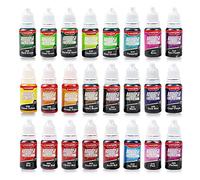 E-Kongton Colorant Alimentaire Airbrush Liquide : 24 Couleurs Vives Liquides Pour AéRographe, PâTisserie, DéCoration De GâTeaux, Macarons, Colorant Alimentaire Airbrush Inodore - 0.35oz/Bouteille