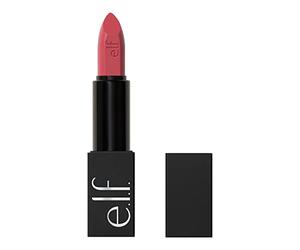 e.l.f. À propos du rouge à lèvres Satin Visage, riche en pigmentation, nourrissant, durable et crémeux, enrichi en jojoba, végétalien et non testé sur les animaux, Pleased