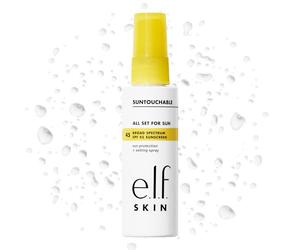 e.l.f. SKIN All Set For Sun SPF 30, Setting Spray avec SPF 30 pour un maquillage longue durée, formule sans poids, non grasse, végétalien et sans cruauté envers les animaux