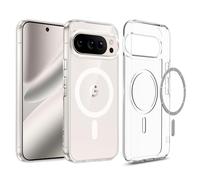 E-Lush Coque pour Google Pixel 10/10 Pro Magnétique Compatible avec MagSafe, Etui pour Pixel 9 Pro/ 9 Translucide Mat Arrière Housse Protection d'objectif Antichoc Bumper Case, Transparent