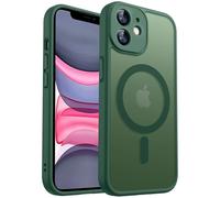 E-Lush Coque pour iPhone 11 Magnétique Compatible avec MagSafe, Etui Translucide Mat Arrière Housse Protection d'objectif Tout Compris Dos Antichoc TPU + PC Bumper Case, Vert