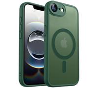 E-Lush Coque pour iPhone 16e Magnétique Compatible avec MagSafe, Magnétique Etui, Translucide Mat Arrière Housse Protection d'objectif Tout Compris Dos Antichoc TPU + PC Bumper Case, Vert