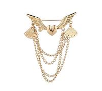 E Men's Suit Brooch Badge Retro Brooches Chain Tassel Pin Women's Collar Pin Clothing Accessories (Gold)