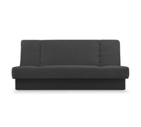 E-MEUBLES Canapé Convertible 3 Places avec Coffre - Clic-Clac avec Rangement | Banquette Lit BZ 2 Places - Sofa Bed en Tissu -192x92x85cm - Cyprus New - Noir (Poso 34 + Kronos 34)