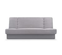E-MEUBLES Canapé Convertible 3 Places avec Coffre - Clic-Clac avec Rangement | Banquette Lit BZ 2 Places - Sofa Bed en Tissu -192x92x85cm - Cyprus New - Gris Clair (Poso 110 + Paros 05)