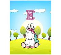 E: Monogram Initial E With Little Unicorn Notebook For Kids, Children, Girl, Boy 8.5x11