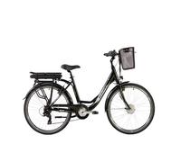 E-MOON 26″ vélo électrique de ville pour adultes, avec moteur électrique, batterie sur porte-bagages, avec panier, noir