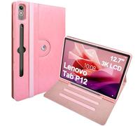 E NET-CASE Coque pour Lenovo Tab P12 12.7" 2023 avec S Pen Holder Multi-Angle Viewing Shockproof Cover with Clear Transparent Back Shell pour Lenovo Tab P12 2023 (TB-370FU/TB-371FC) 12.7 Pouce