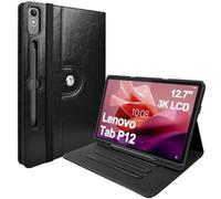 E NET-CASE Coque pour Lenovo Tab P12 12.7" 2023 avec S Pen Holder Multi-Angle Viewing Shockproof Cover with Clear Transparent Back Shell pour Lenovo Tab P12 2023 (TB-370FU/TB-371FC) 12.7 Pouce