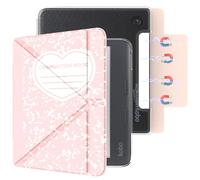 E NET-CASE Étui magnétique amovible pour liseuse Kobo Libra Color (2024) / Kobo Libra 2 (2021) 7", dos ultra transparent, lumière anti-rayures - Facile à détacher et à fixer - Mise en veille/réveil