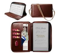 E NET-CASE Étui pour Remarkable Paper Pro Move 7,3" 2025, Portefeuille en Cuir de qualité supérieure avec Design à Main | Fermeture éclair et Porte-Stylo | Doublure en Microfibre (Marron)