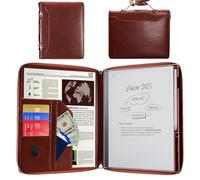 E NET-CASE Étui pour tablette Remarkable 2 10,3" (sortie en 2020) - Étui professionnel en cuir PU amélioré pour papier numérique Remarkable 2 avec fermeture éclair et porte-stylo (marron)