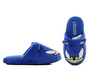 E plus M Sonic Pantoufles en peluche moelleuse pour garçon Idéal pour la maternelle et la maison Cadeau chaud Taille 25-33, bleu, 28 EU