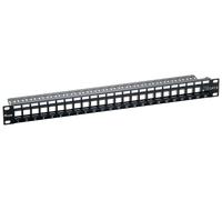 E-Quip 769224 Cat6 Patch Panel 24-Port for Keystone Jacks, Black