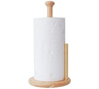 E-ROOM TREND Porte Rouleau de Cuisine en Bois sur Pied | Porte essuie-Tout en Bois Naturel avec Base Ronde en Caoutchouc Dia 18CM High 35CM | pour Table à Manger de Cuisine (ZJ281Y)