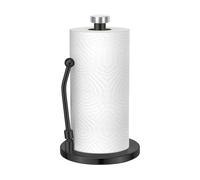 E-Room Trend Porte-Serviettes en Papier Noir avec Bras à Ressort, Grande Base lestée en Acier au Carbone de 17 cm de diamètre avec Fond antidérapant, Distributeur de Serviettes en Papier pour