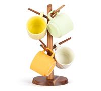 E-ROOM TREND Porte-Tasses en Bois D'acacia avec 6 Crochets Marron