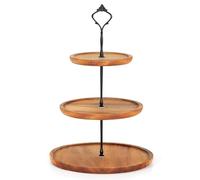 E-ROOM TREND Présentoir à cupcakes en bois à 3 niveaux | Grand | Support à dessert en bois avec poignée en métal | Pour fête d'anniversaire thé de l'après-midi fête prénatale (MDP1BN30)