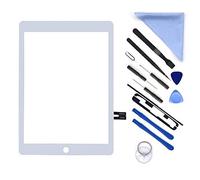 E-Soul Kit de réparation de numériseur blanc pour iPad 9,7" 2018 iPad 6 6ème génération A1893 A1954 écran tactile de rechange (sans bouton Accueil, LCD non inclus) + adhésif pré-installé + outils