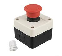 E-Stop Station de commutation à bouton-poussoir - Bouton d'arrêt autobloquant à tête champignon rouge, boîtier ABS classé IP65, AC 220 V 10 A, pour équipement industriel