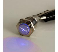 E Support 19mm Puissance Bleu LED 12V 3A Bouton Poussoir Voiture Momentané Interrupteur à Bascule Commutateur Métal Corne Orateur Klaxon ON/OFF