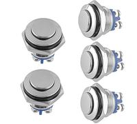E Support 5 Pièces Interrupteurs à Bascule en Métal 12V pour Voiture Bateau 16mm Momentané Interrupteur Bouton Poussoir ON/OFF Tête Haute
