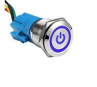 E Support™ Interrupteur Commutateur Bouton Poussoir en M¨¦tal Lumi¨¨re Eclairage Bleu Oeil de l¡¯Ange 19mm 12V pour Voiture prise de courant