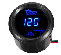 E Support Jauge de Pression d'huile électrique Lumière LED Bleue Numérique Jauge de Presse de Huile Outil Universel Instrument de Mètre 2" 52mm