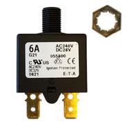 E-t-a Circuit protection et contrôle 1658-g21-01-p10-6 A, Disjoncteur, Therm, Push, Cur-rtg 6 A, Bride, 1 Tube, Vol-rtg 240/28vac/VDC