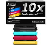E.T. Lot de 10 toners XXL compatibles avec Brother MFC-9970CDW Remplace TN-328 Noir/bleu/rouge/jaune