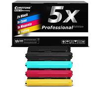 E.T. Lot de 5 cartouches de toner XXL compatibles avec Brother DCP-9270CDN Remplace TN-328 Noir/bleu/rouge/jaune