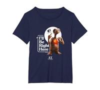 E.T. The Extraterrestrial I'll be Right Here Moon Glow T-Shirt, Femme Grandes Tailles, Bleu Marine, 4X