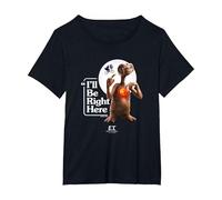 E.T. The Extraterrestrial I'll be Right Here Moon Glow T-Shirt, Femme Grandes Tailles, Noir, 3X