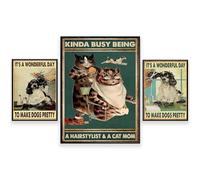 È Una Bella Giornata Per Rendere Belli I Cani, Divertente Poster Retrò Di Un Toelettatore Per Cani, Decorazioni Per Centri Benessere, Poster Di Un Parrucchiere Per Cani E Gatti 40X60Cmx3Pcs Sans Cadre