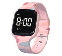 e-vibra Montre d'alarme vibrante, montre d'entraînement au pot étanche Montre de rappel médical avec minuterie (Pink Camouflage)