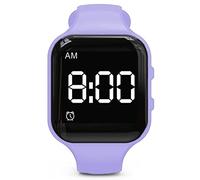 e-vibra Montre d'apprentissage de la propreté - Alarme vibrante silencieuse - Avec jusqu'à 8 alarmes personnelles et alarme médicamenteuse, Carré violet., Moderne