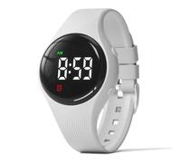 e-vibra Montre d'apprentissage de la propreté - Bracelet d'alarme vibrant silencieux résistant à l'eau - Montre de rappel médical rechargeable - avec alarme et écran de verrouillage (blanc)
