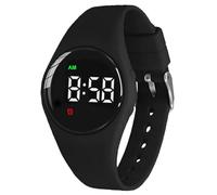 e-vibra Montre d'apprentissage de la propreté étanche rechargeable avec alarme vibrante et réveil silencieux - avec serrure, Rond noir, SL15