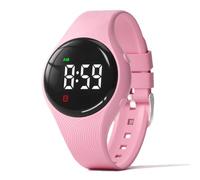 e-vibra montre d'apprentissage de la propreté - vibrante silencieuse et résistante à l'eau - rappel médicale rechargeable - alarme et écran de verrouillage, rose